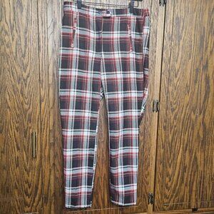 H and M plaid red pants size 10 straight pants